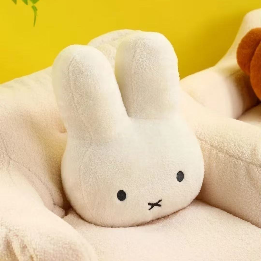 Miffy Rabbit head plush toy, cute plush pillow, a festival gift for your girlfriend, a sofa pillow on the bed details Picture