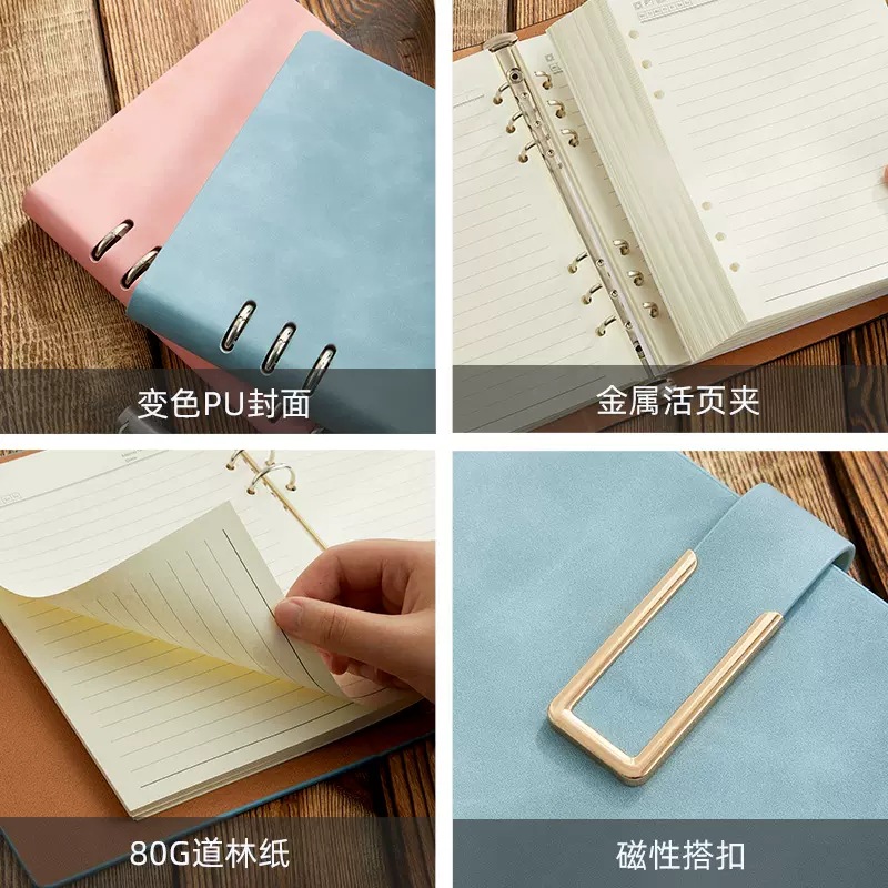 A5 Notebook Simple B5 Thick Notepad Business Office Detachable Looseleaf This Cover Can Print Logo details Picture