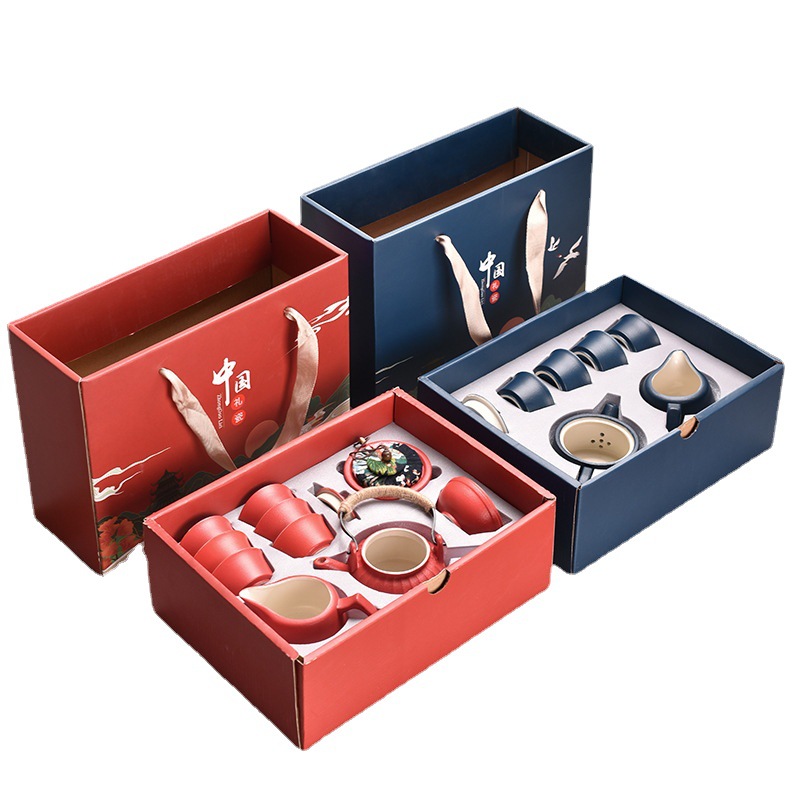Lubao Black Pottery Kung Fu Tea Set Wedding Company Anniversary Festival Business Activities Accompanied By Hand Printing Logo Item Picture