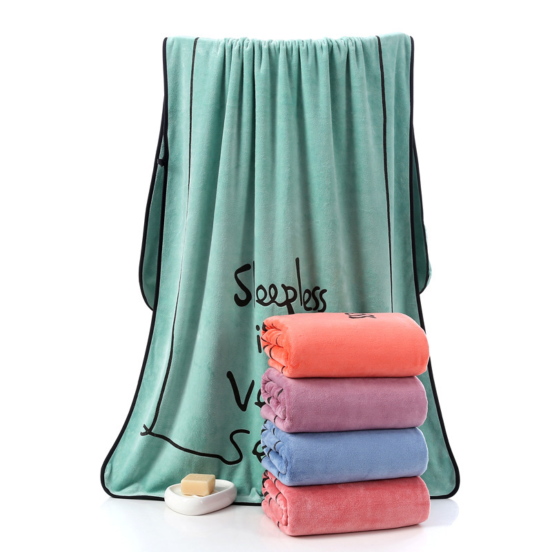 【LOVELY HOME】【 Hold Jia 】 Microfiber printed large bath towel Beach towel manufacturers wholesale adult thickened gifts soft absorbent embroidery logo details Picture