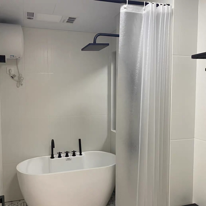 3D Bathroom Shower Curtain Perforation-Free Waterproof Cloth Translucent Curtain Thickened Bathroom Partition Curtain Hanging Curtain Japanese Bath Cover details Picture