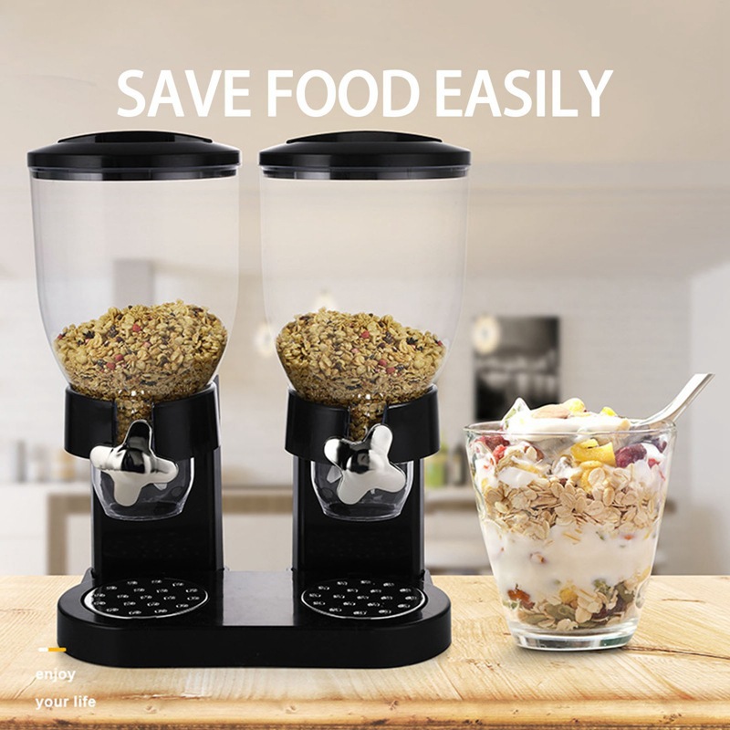 cereal dispemser Double-ended upright plastic cereal machine Cereal dispenser Food jar Storage jar Specification drawing