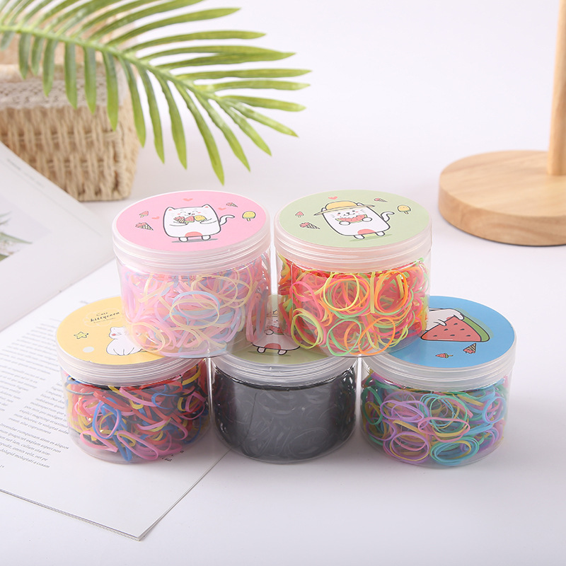 Korean-style colored rubber bands for children's hair ties, disposable candy-colored hair ties, high-elasticity cans, non-damaging hair ties wholesale