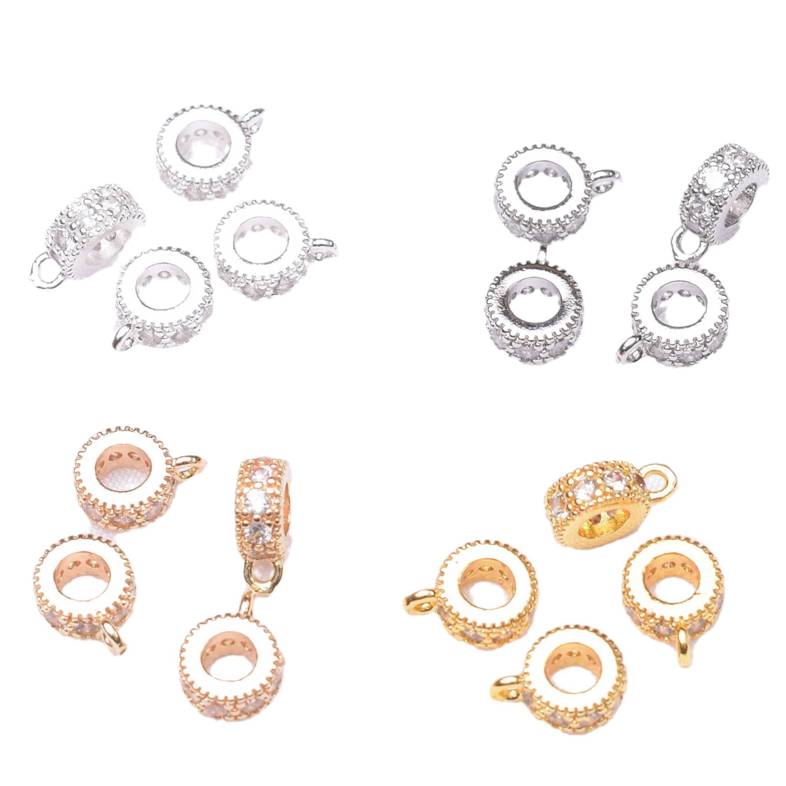 18k gold-plated bracelet with hanging large hole beads and spacers, copper micro-inlaid zircon diy bracelet and beaded accessories Item Picture