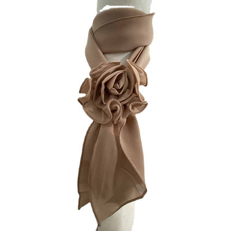 Spring and summer new long rose silk scarf for women square dance aunts, solid color decorative scarf, Douyin Kuaishou supply Item Picture