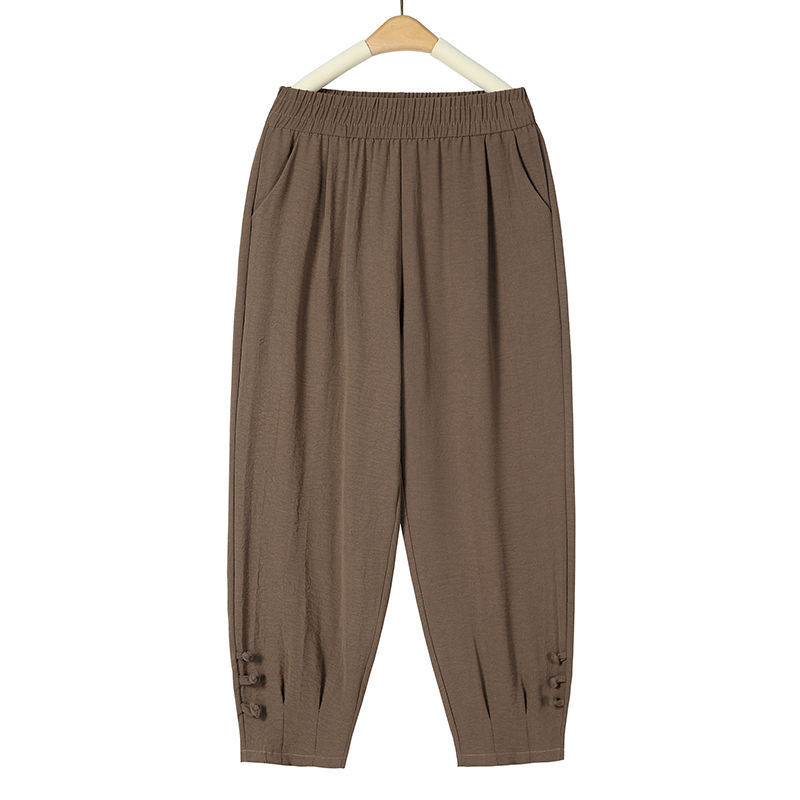Middle-aged mom pants 2024 Summer thin high-waisted slimming Middle-aged and elderly women pants Loose grandma Harun eight-inch pants Application Scenario