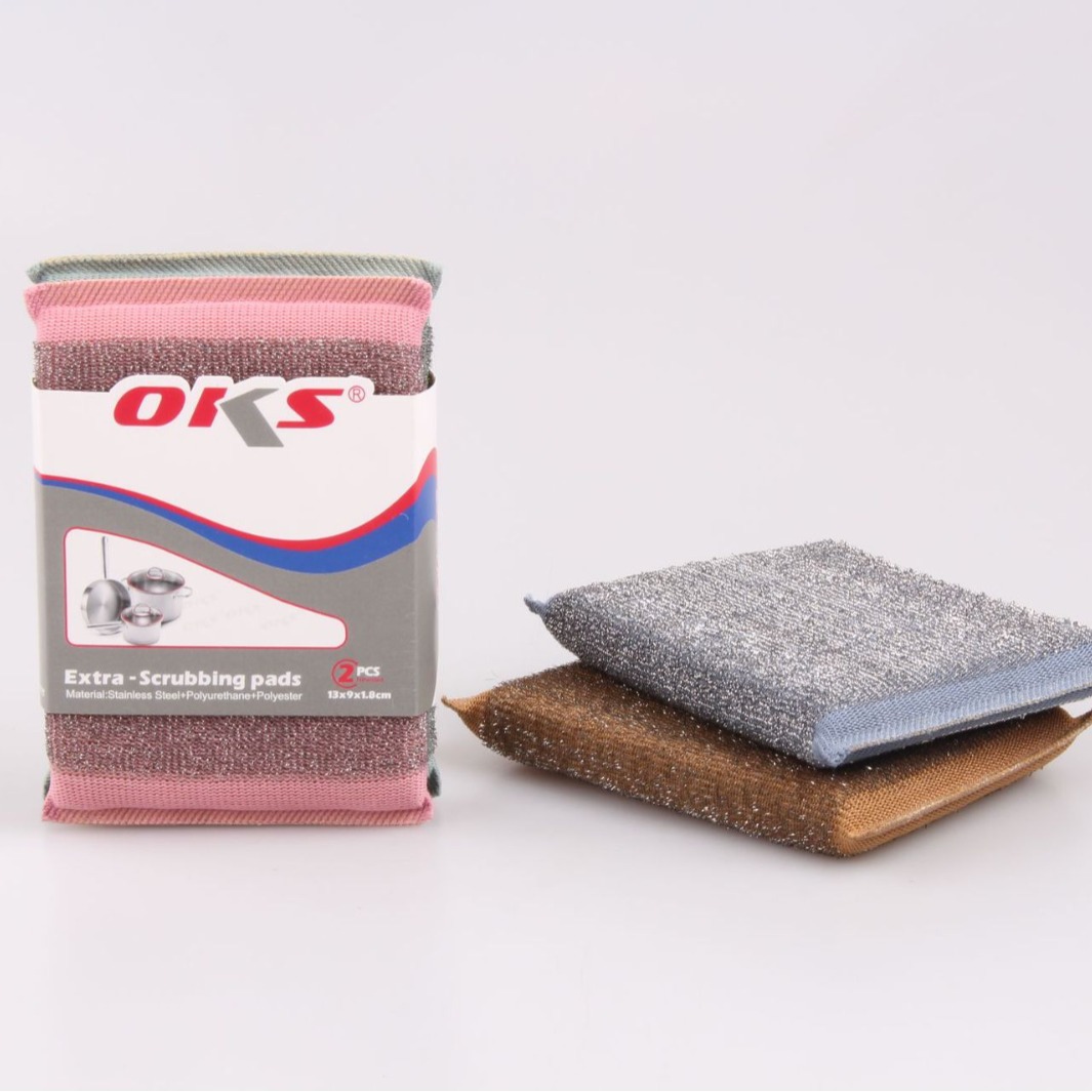 Kitchen Cleaning Sponge Brush Pot Wash Dishes With Steel Sponge Brush King Steel Brush Cloth Oks Specification drawing