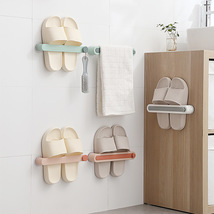 原创设计 浴室壁挂拖鞋架可伸缩 卫生间毛巾架带挂钩鞋子收纳鞋架