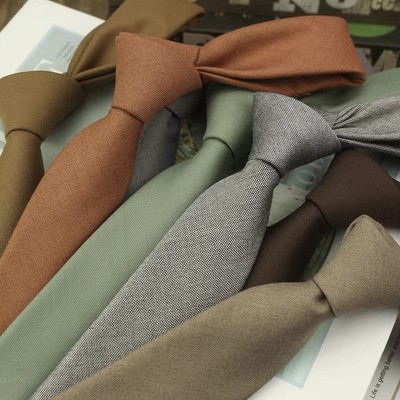 棕色复古领带女手打韩版休闲窄版男纯色职业百搭学生焦糖咖啡绿色