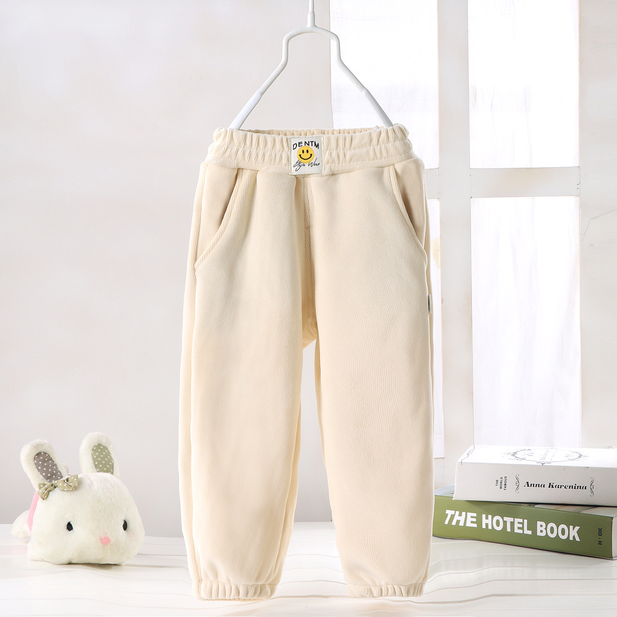 Children's Fleece Pants Fall And Winter Outerwear Boys' Sweats Girls' Sweatpants Thick One-Piece Fleece Large Children's Thermal Pants Specification drawing
