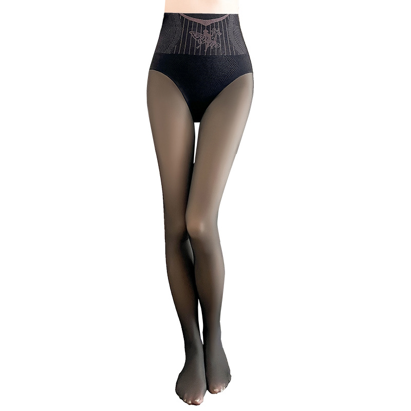 Wholesale of the new 2024 autumn/winter collection of Flower Fairy Water Light Black Silk True skin-Penetrating thickened and fleece Bare Leg Stockings and pantyhose Item Picture