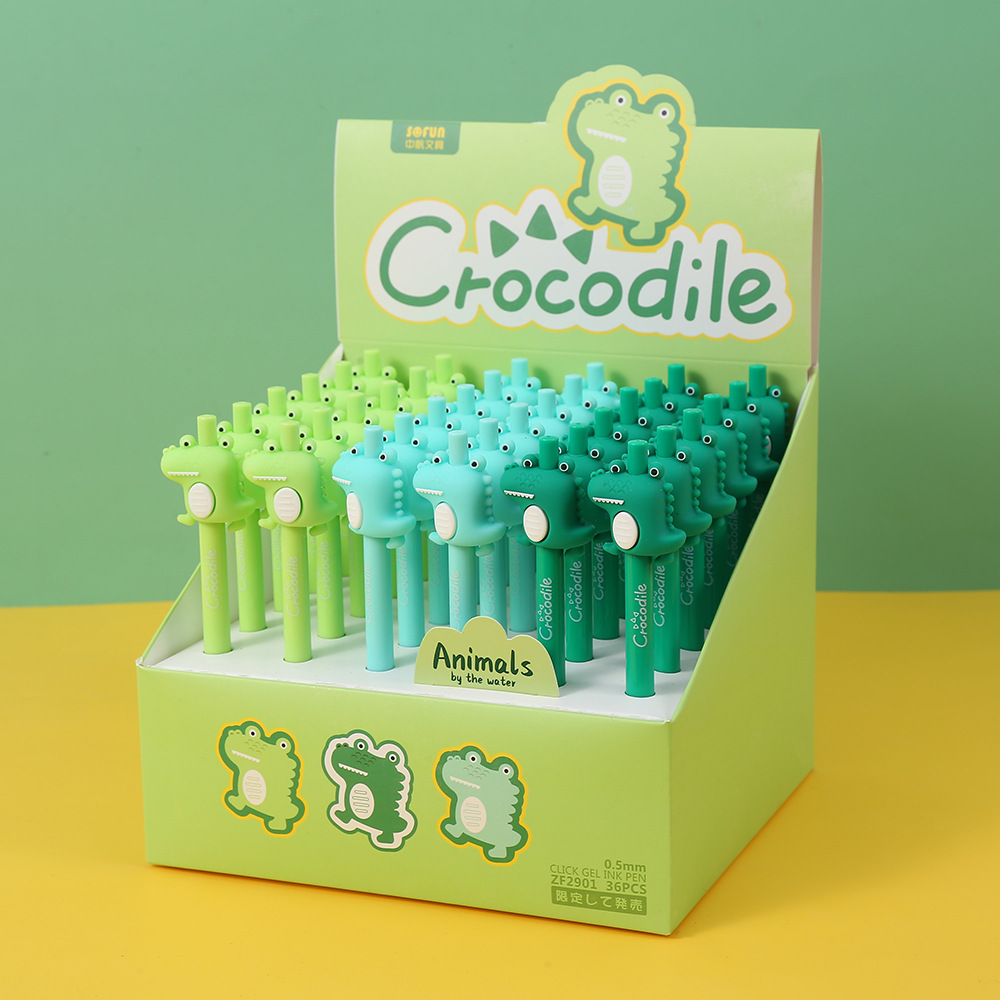 Zhongfan Cartoon Crocodile series gel pens are creative and cute. Press the gel pen is an automatic pencil for primary school students to write