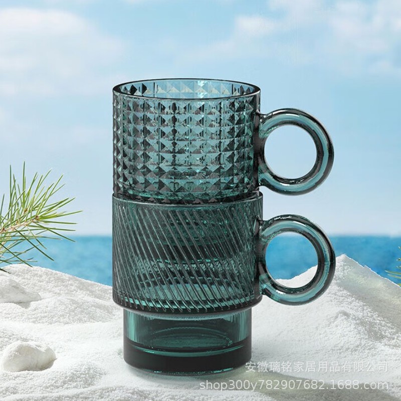 Taza de vidrio resistente al calor simple ins feng shui taza de agua para el hogar pequeña taza de regalo de actividad refrescante details Picture