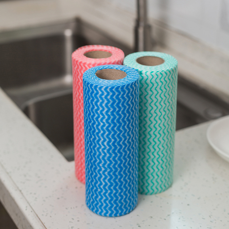 Disposable wet and dry kitchen cloth. PP wood pulp spunlace non-woven fabric is not easy to stick to oil and is a lazy person's rag details Picture