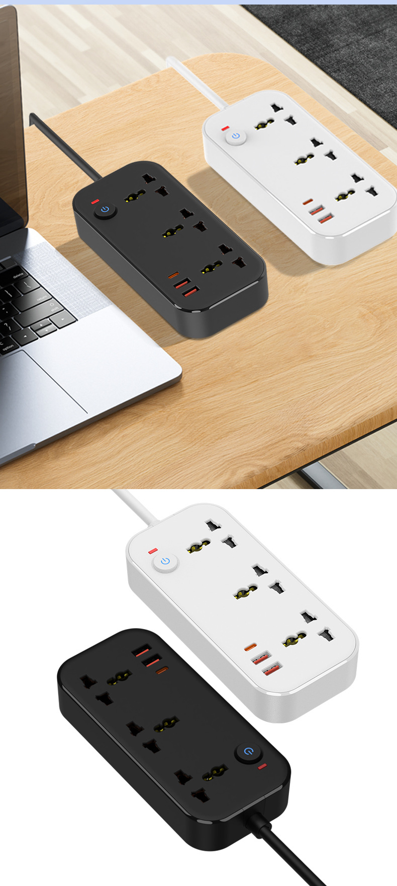 PD20W Universal Power Strip is a multi-functional socket for British, American and European standards, suitable for household appliances and office appliances, and is an intelligent USB power strip pic 13