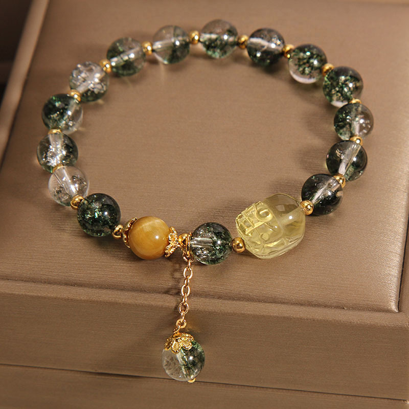 Encanto verde pulsera de cristal mujeres ins nicho ligero extravagante alto sentido de fernando wiliwiliwiliana perlas string regalo novia amiga Application Scenario