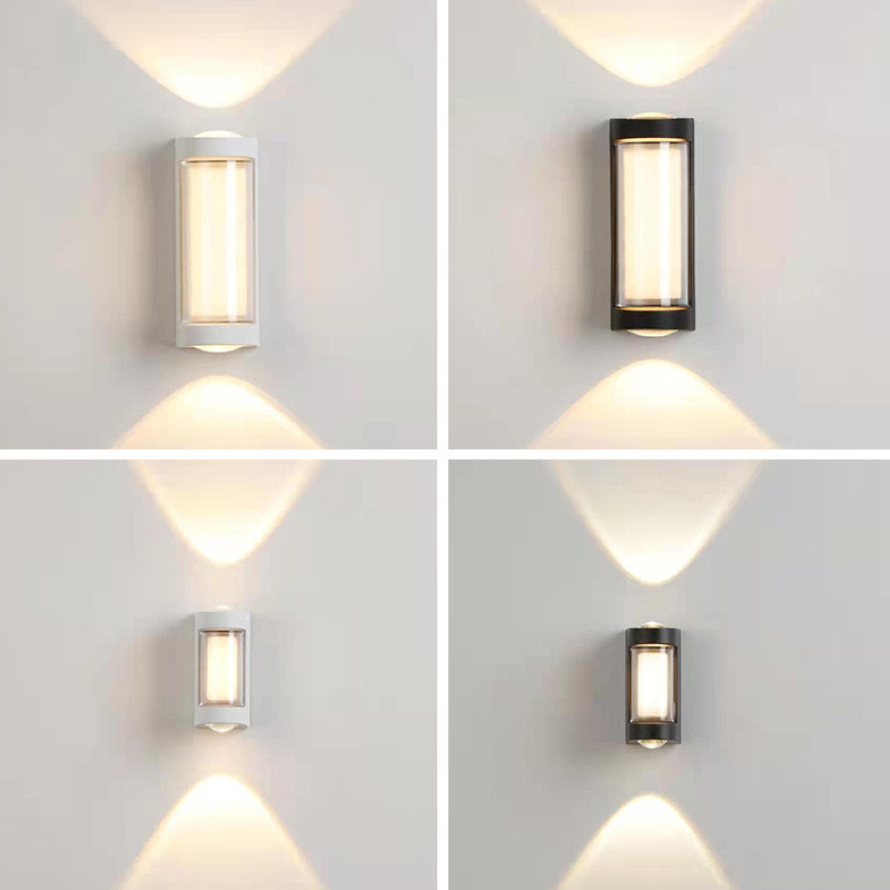 Outdoor wall lamp, waterproof double-layer PC double-head spotlight, modern and simple living room bedside outdoor upper and lower luminous wall lamp full figure