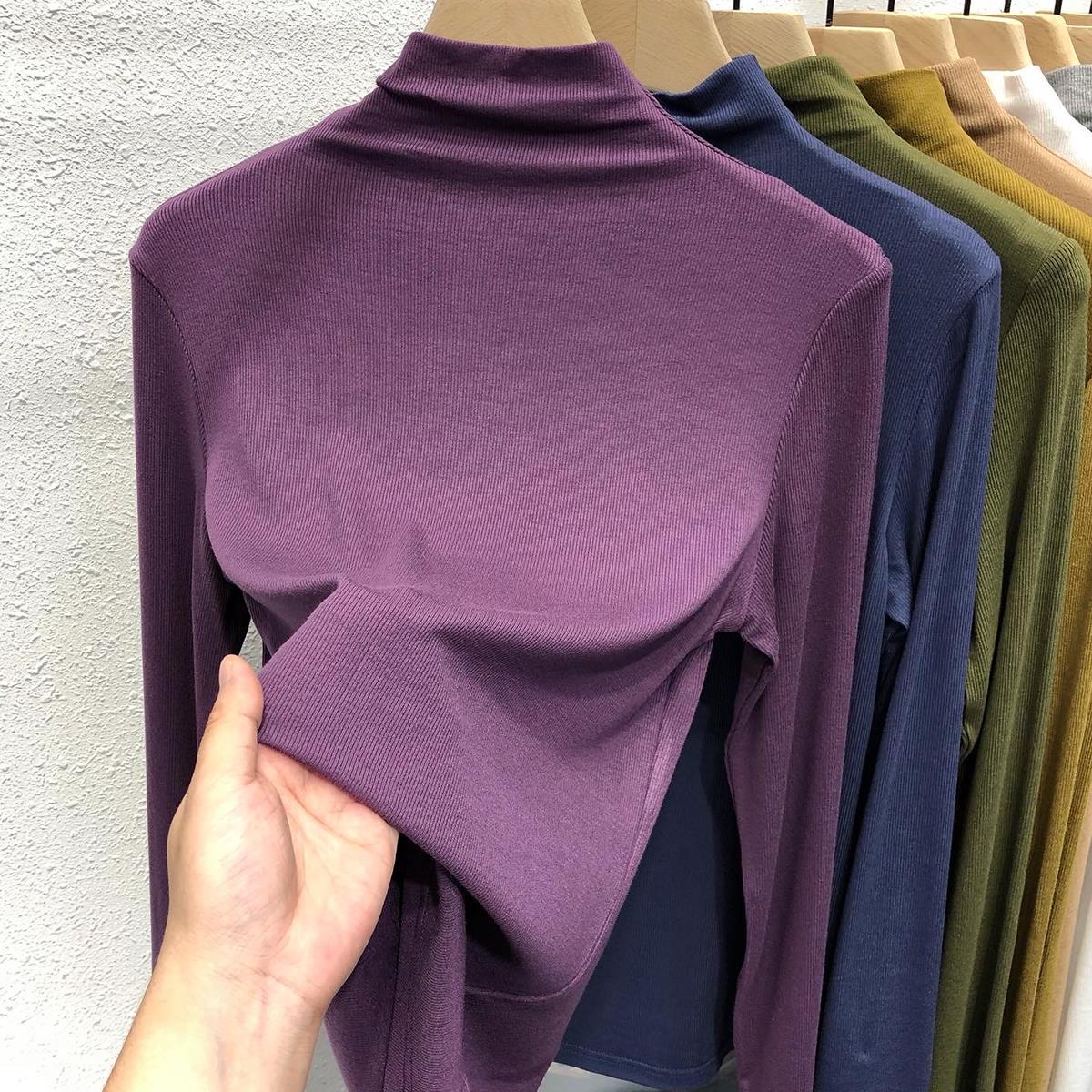 Modal long-sleeved T-shirt for women's autumn and winter collection. Pair it with a semi-high neck base layer and a slimming thin top in 2022 Application Scenario