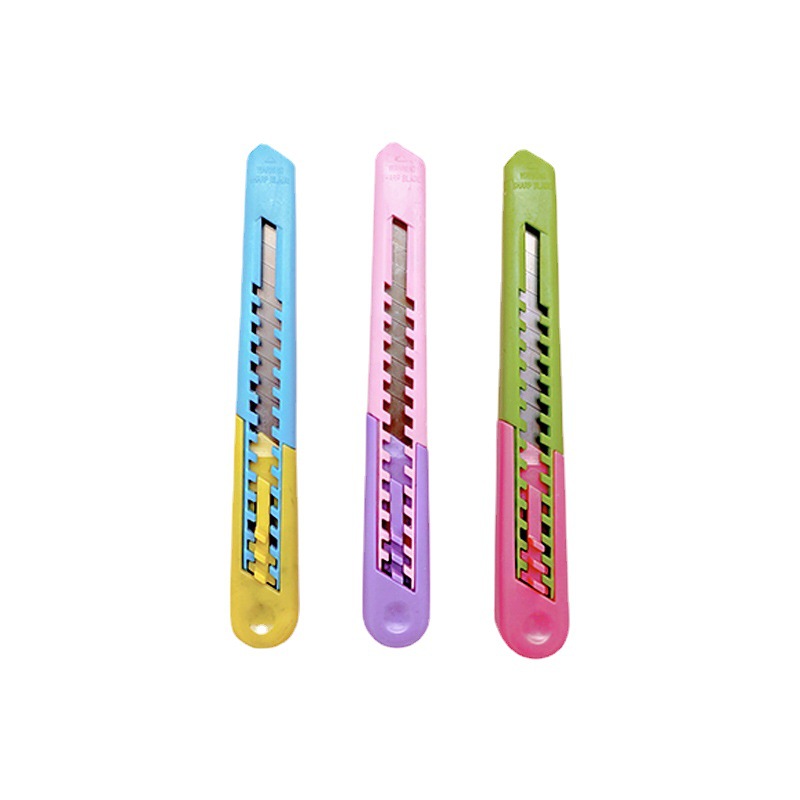 Creative two-color small utility knife, stainless steel wallpaper knife, unboxing and paper cutting knife, cute student stationery and express delivery knife Item Picture
