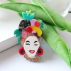 Cross-border fashion Pineapple Girl brooch badge Hawaiian vacation style acrylic creative pin accessory gift details Picture