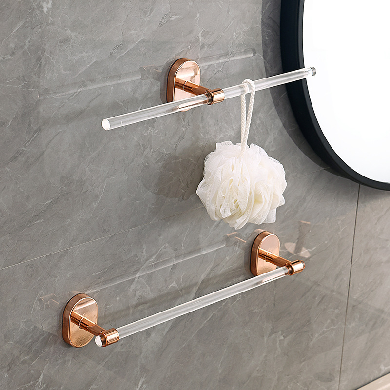 Acrylic Towel Rack Bathroom Perforation-Free Bath Towel Rod Light Luxury Network Red Washstand Towel Rod Storage Rack Application Scenario