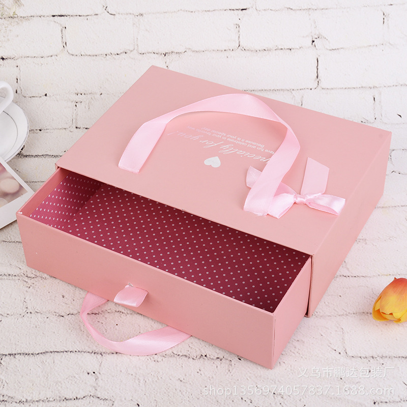 定制抽屉通用包装手提盒糖果盒粉色内衣礼品纸盒毛巾纸盒饰品盒详情图2