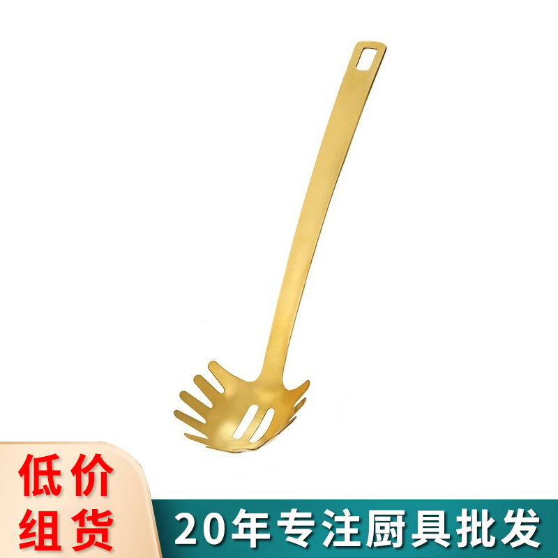 新款金色可悬挂不锈钢铲勺 跨境家用烹饪勺铲套件 耐高温厨房用品图