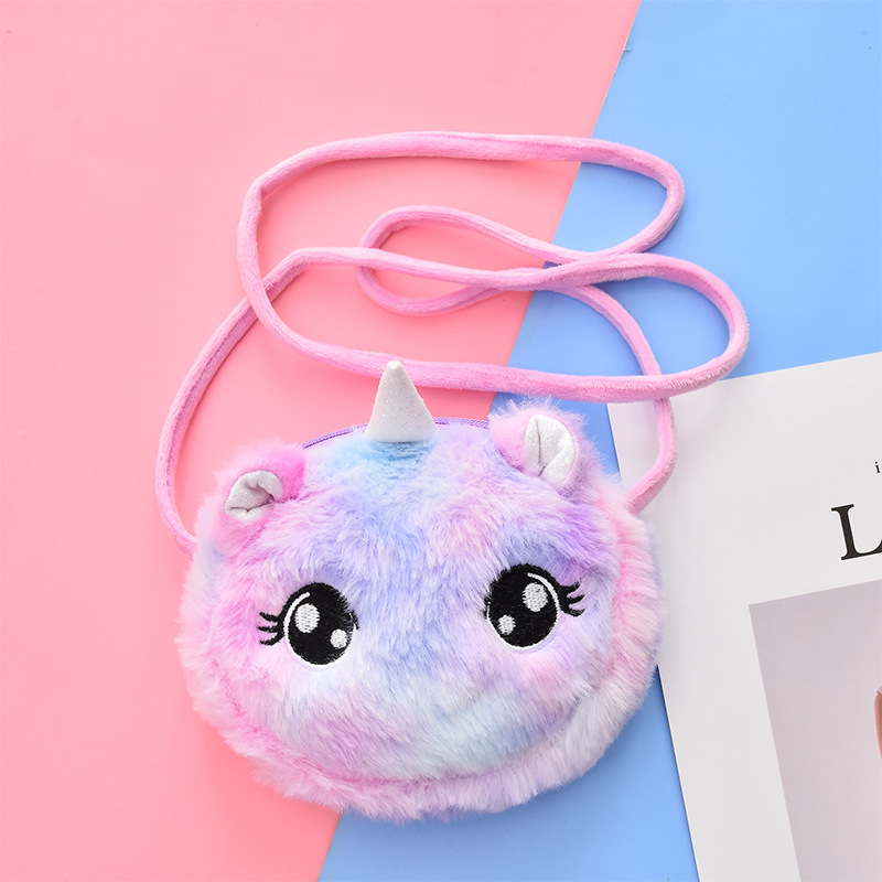 Korean cartoon cute children's plush crossbody bag, girl student single-shoulder crossbody bag, baby small bag, coin purse details Picture