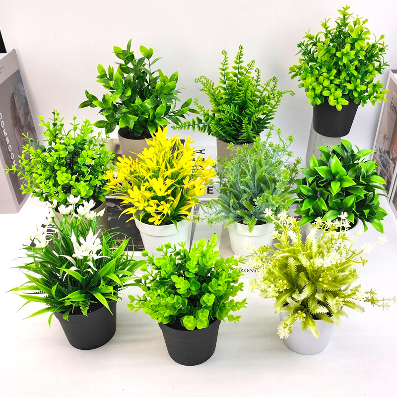 仿真绿植盆栽家居客厅装饰花桌面摆件跨境热卖塑料花仿真植物盆景