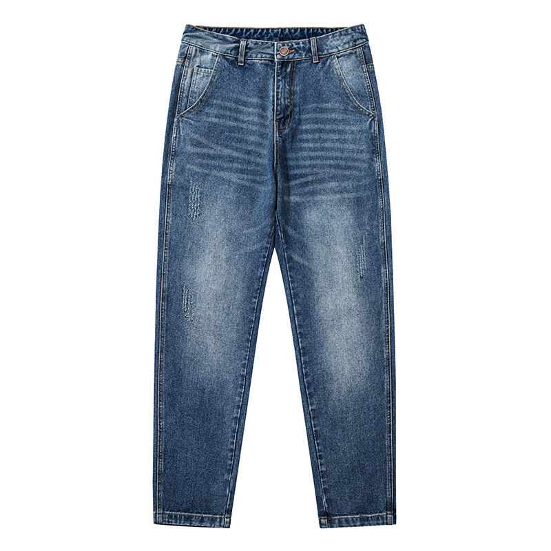 High-quality, retro and aged jeans for men, versatile, loose, straight American-style casual washed pants for men to cross borders Item Picture
