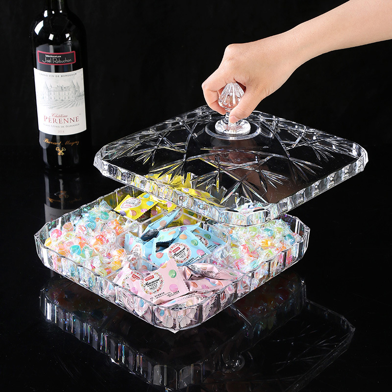 Light Luxury Fruit Tray Living Room Coffee Table Candy Box Divided Snacks Storage Box Creative Superposition Multi-Layer Melon Seeds Dried Fruit Box Specification drawing