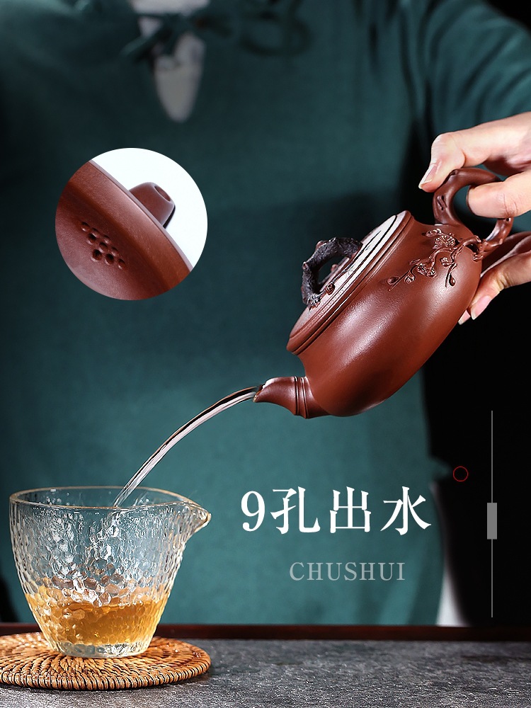 Yixing Purple Clay Pot Purple Mud Pure Hand Cold Three Friends Teapot Purple Clay Tea Set Item Picture