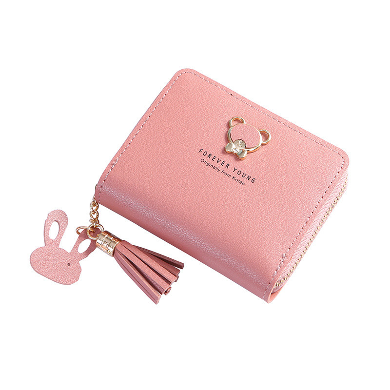 2024 New style women's wallet, short and cute Japanese and Korean bear zipper wallet, coin purse, mini small bag, card case Item Picture