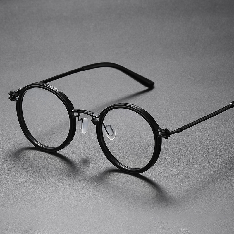 The retro and artistic round myopia glasses frame of the same style as Sun Honglei in the "Anti-Mafia Storm" series, full frame, trendy for both men and women details Picture