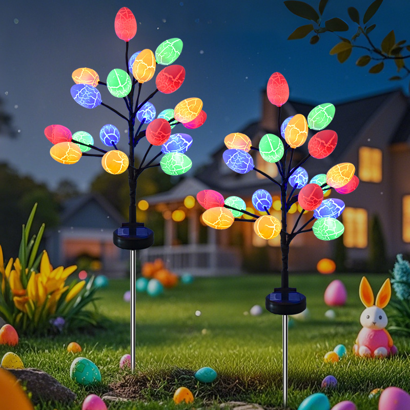Cross-border solar cracked egg lights, outdoor waterproof colored lights, Easter festival egg ground insert lights, courtyard landscape lights