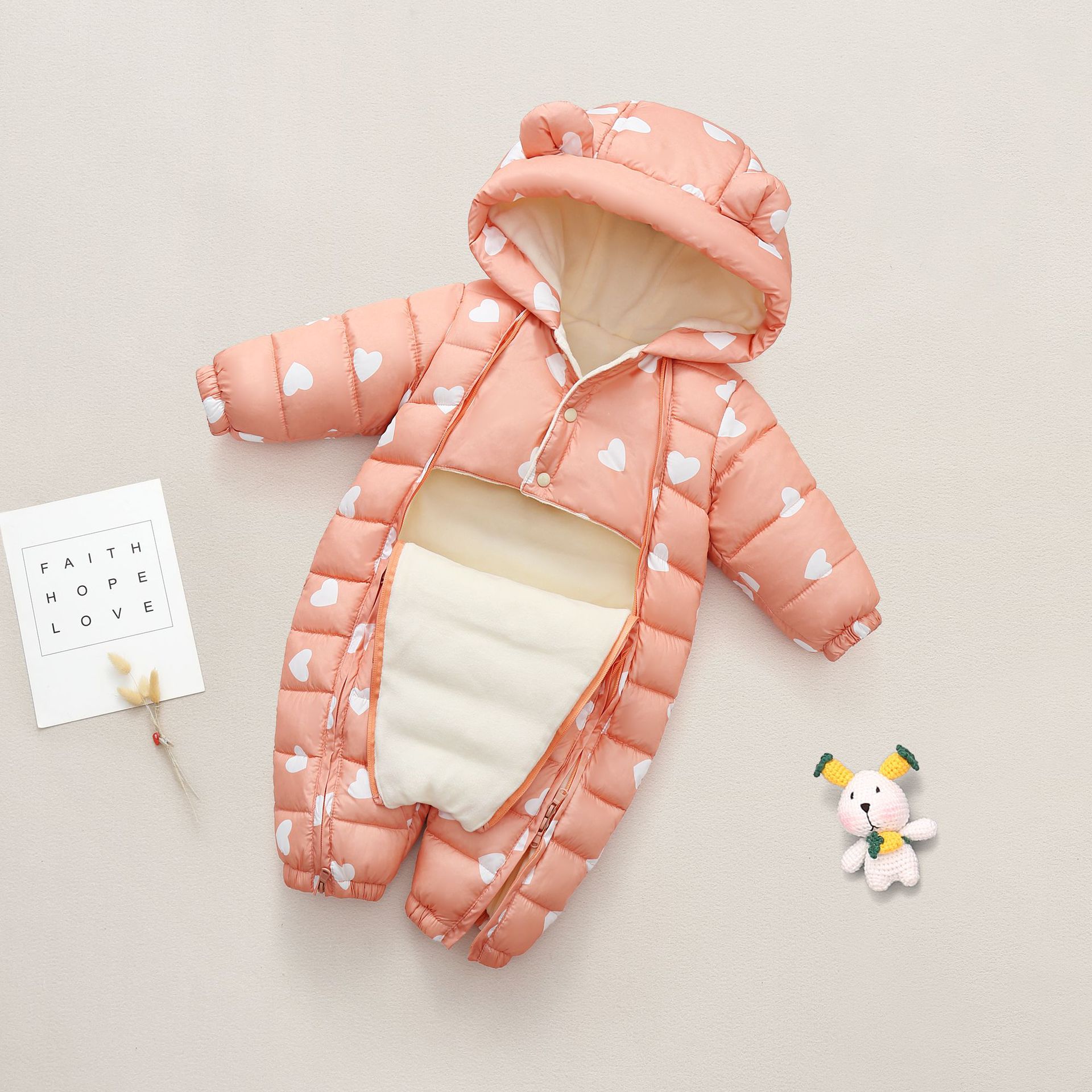 Newborn infants, toddlers, little ones, one-piece suits, children's winter clothes, boys' crawling suits, girls' clothes for carrying and hugging when going out, winter clothes Specification image