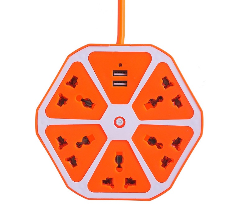 Factory wholesale fruit 4USB socket box lemon tray Indonesian European regulation 2 meters color Application Scenario