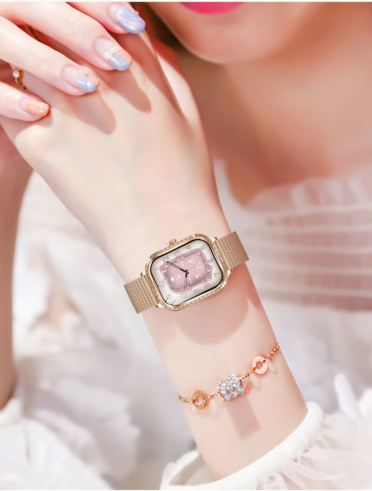 1.75寸曲面屏镶钻心率血氧睡眠计步IP68防水女性蓝牙通话智能手表详情21