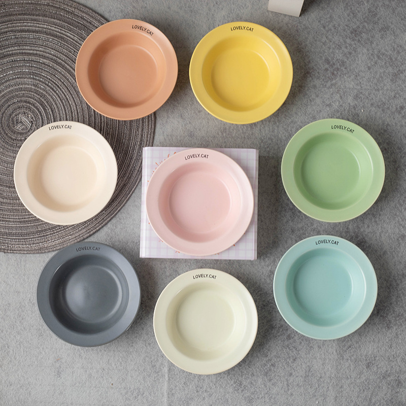 Korean acrylic cat and dog bowl stand, pet dining table, cartoon colorful cat and dog bowls, bd pet bowls, flying saucer bowls Specification image