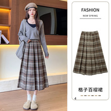 百褶裙女秋冬季新款加厚毛呢短裙高腰韩版a字修身显瘦大码半身裙详情4