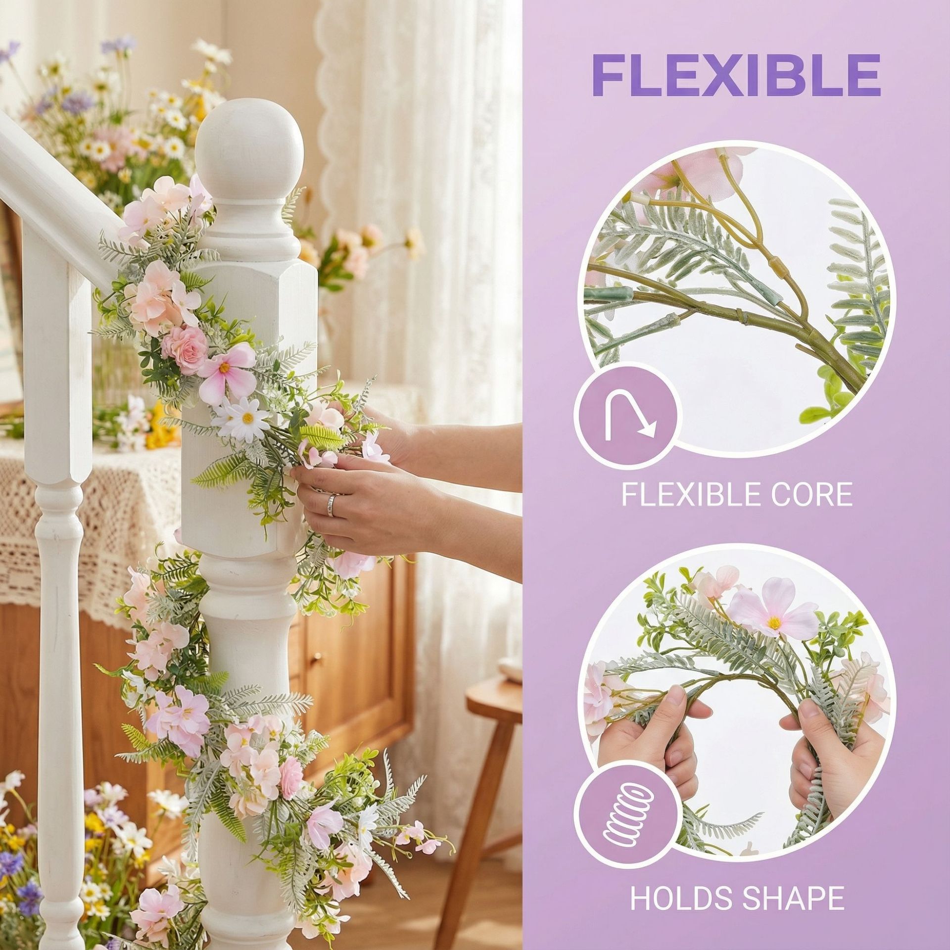 Artificial vines, spring water plants, Amazon home decoration green plants, peonies, daisies, vines, artificial vines pic 11