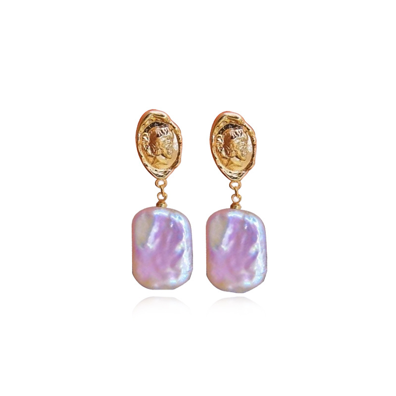 DIY accessories: Human face head, high-end earrings, stud earrings, Baroque pearl earrings of the opposite sex, hollow brackets, French accessories, new Application Scenario