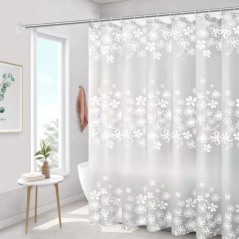 Shower Curtain Waterproof Mildew Resistant Thickened Bathroom Curtain Set Bathroom Perforation-Free Partition Curtain Door Curtain Window Curtain Cross-Border Specification drawing