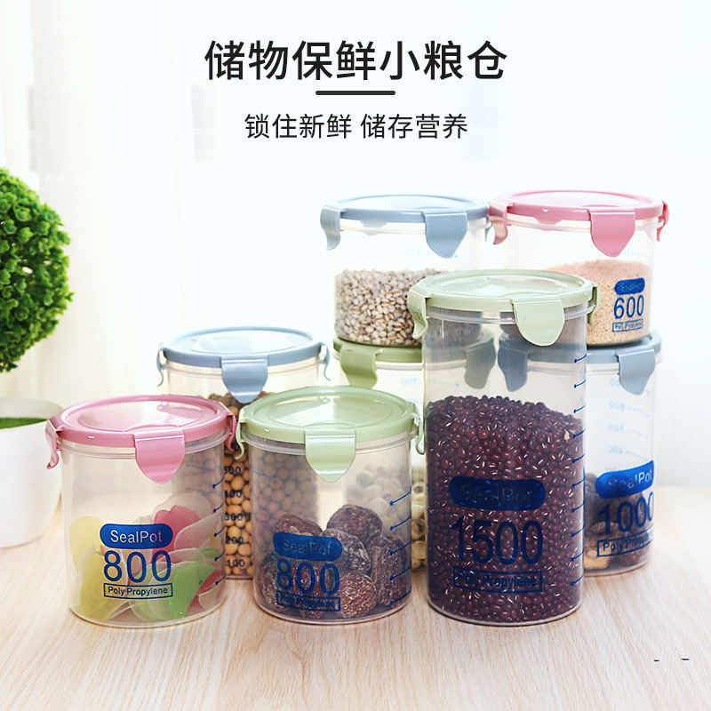 New large-sized plastic storage box sealed can for kitchen food storage of grains and cereals, dry goods storage details Picture