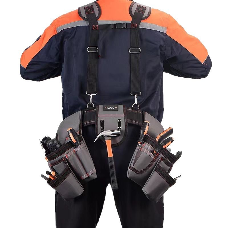 Electrician's special tool bag with shoulder strap and waist belt combination tool bag, sturdy and not uncomfortable on the shoulder, multi-functional equipment tool bag Item Picture