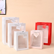 透明开窗手提袋教师节鲜花包装礼品袋伴手礼礼盒包装纸袋玩偶礼袋