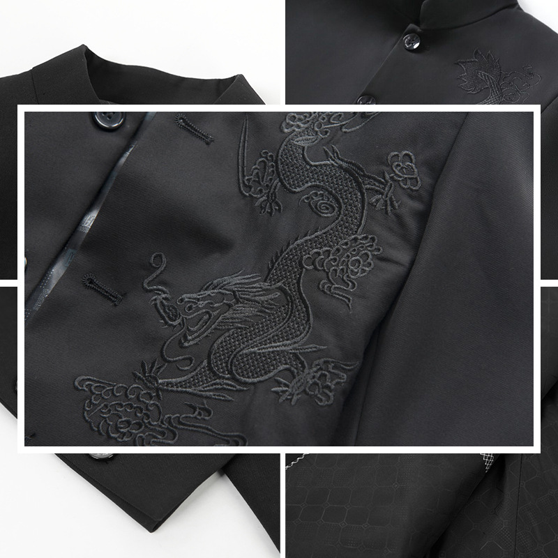 National trend four-season Zhongshan suit set for men, middle-aged and young Chinese stand-up collar suit for groom, Chinese-style formal suit, retro suit, Tang suit Application Scenario