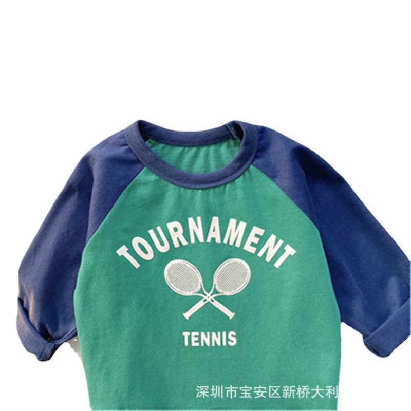 A 2022 new Korean-style spring and autumn base shirt for girls, a round-neck inner T-shirt for boys, and a spring children's top Item Picture