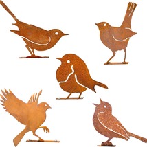 跨境爆款生锈的五只鸟剪影庭院花园螺丝摆件雕塑5PCS Rusty Birds