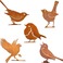 跨境爆款生锈的五只鸟剪影庭院花园螺丝摆件雕塑5PCS Rusty Birds图
